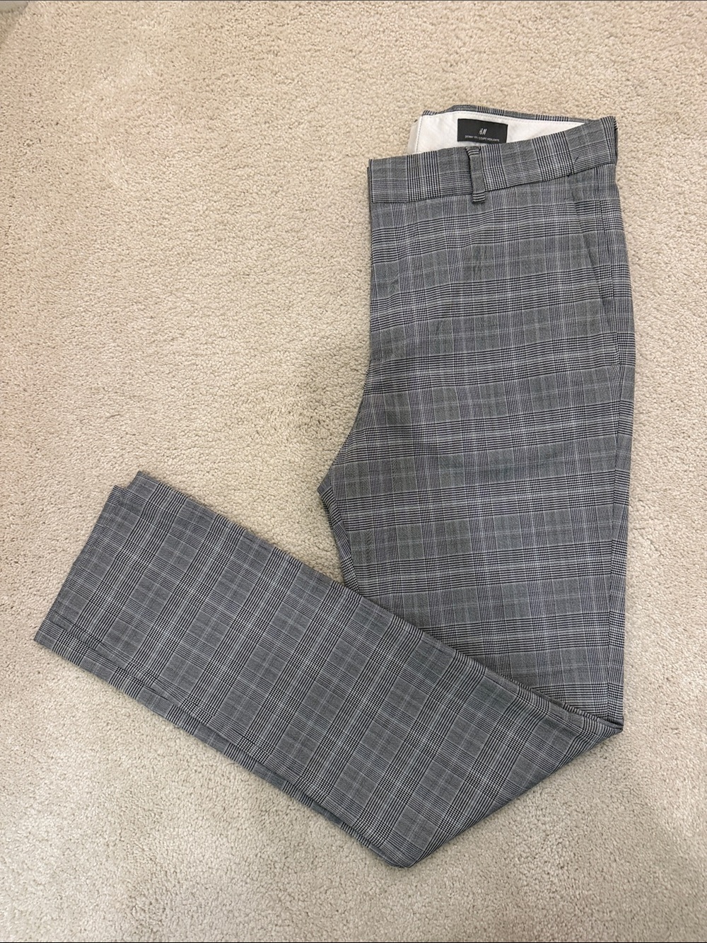 H&M Men's Gray Glen Plaid Dress Pants